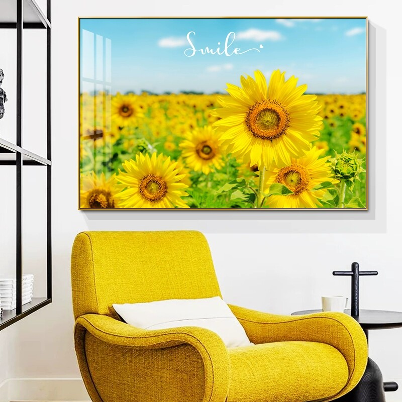 向日葵装饰画现代简约客厅背景墙面壁画玄关卧室床头挂画太阳花