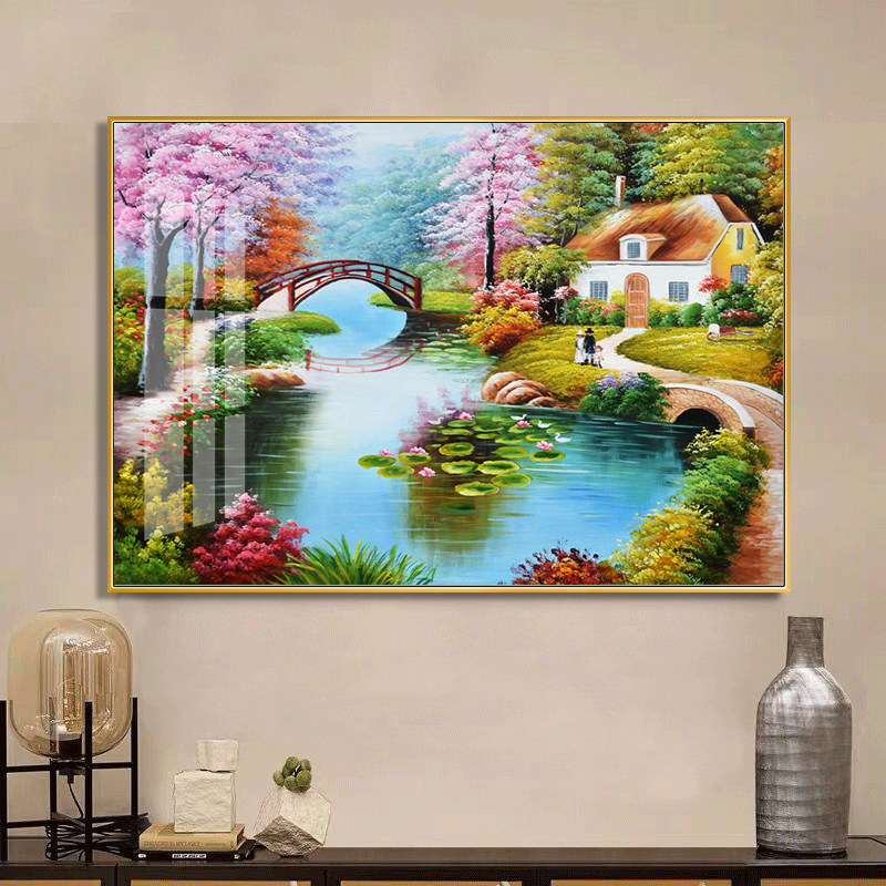 풍요의 뿔 풍경 그림 목가적 인 풍경 매달려 그림 현대 레스토랑 거실 장식 그림 소파 배경 벽 행운 벽화