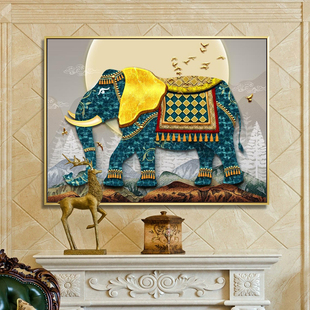泰国大象装饰画，简单而美丽，平易近人的豪华客厅挂画，入口大厅