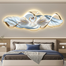 轻奢led带灯卧室床头装饰画主卧房间挂画壁画简约现代高级感天鹅