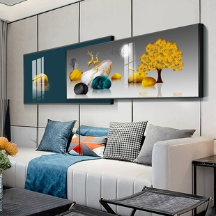 现代简约客厅装 饰画沙发背景墙挂画北欧轻奢大气卧室床头重叠壁画