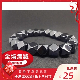 甘肃景泰黑又亮石铁陨石 黑又亮唐八棱手串 仿古唐八楞珠 1.0