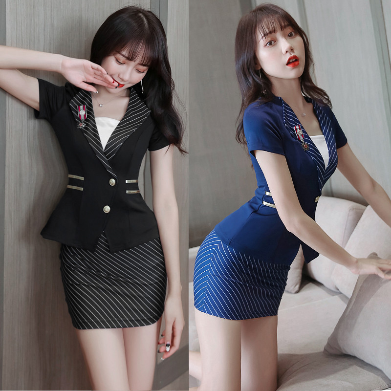 性感显瘦足浴足疗技师工作服套装酒店前台气质空姐装美容师服装女