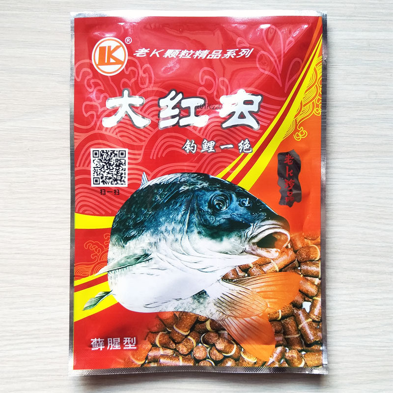 老K大红虫-钓鲤一决-藓腥型皮筋颗粒饵-开袋即用皮套饵