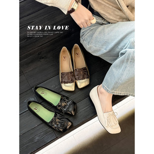 春季新款真皮浅口女单鞋时尚方头内增高小皮鞋百搭低跟玛丽珍鞋