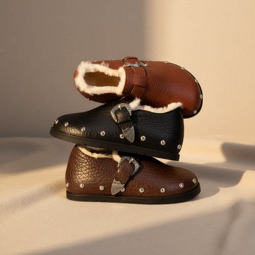 羊皮版！冬季新款加绒勃肯鞋女