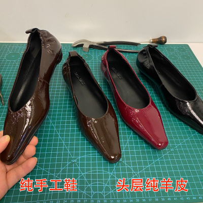 羊皮平底单鞋真皮浅口通勤平底鞋