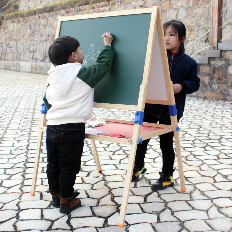 超大号双面支架式可升降儿童画板磁性白板无尘小黑板家用学生涂鸦