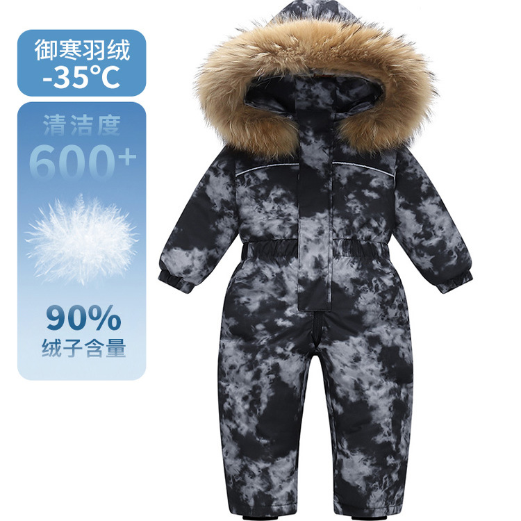 波比猪儿童连体羽绒服套装男童加厚羽绒连体衣羽绒服哈衣极寒系列