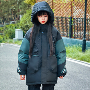 冲锋衣儿童羽绒服白鸭绒女款运动大衣韩版冬季保暖中大童亲子童装