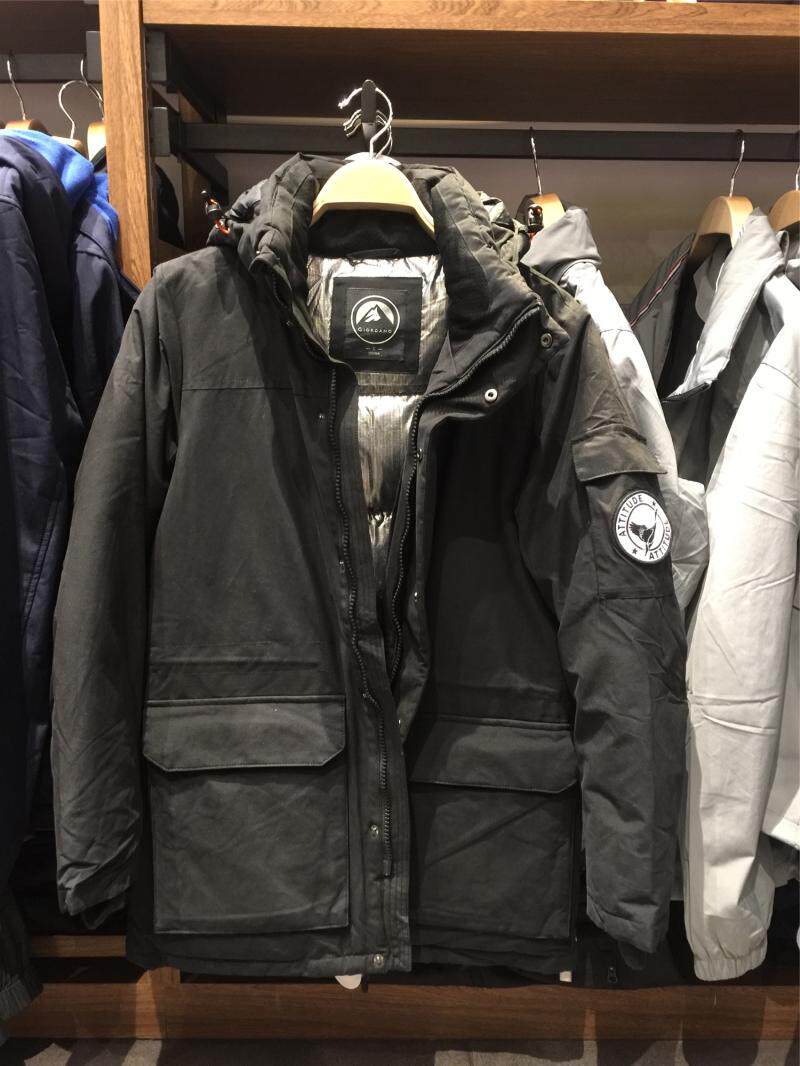 正品 佐丹奴鹅绒男 加厚保暖中长款灰鹅羽绒服外套男01078731