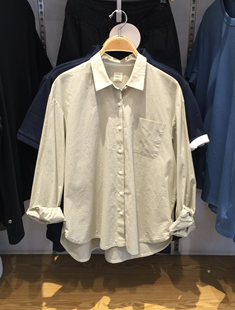 衬衫 正品 休闲弹力棉长袖 23春款 女05343004 佐丹奴衬衣女