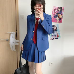 樱花家族花绀色西服 漫画感jk制服DK西裤学院风套装外套上衣男女