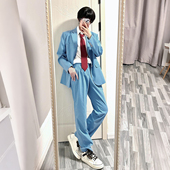 樱花家族动漫风漫画jk制服天蓝西服西裤 校供感学院dk校服套装 男女