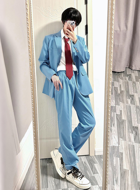 樱花家族动漫风漫画jk制服天蓝西服西裤校供感学院dk校服套装男女