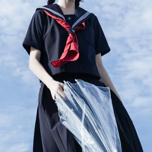 绀身白三本替换胸挡jk水手服