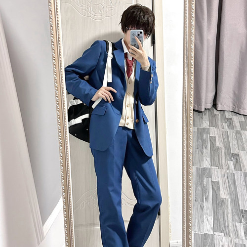 花绀色jk制服西服西裤男女款