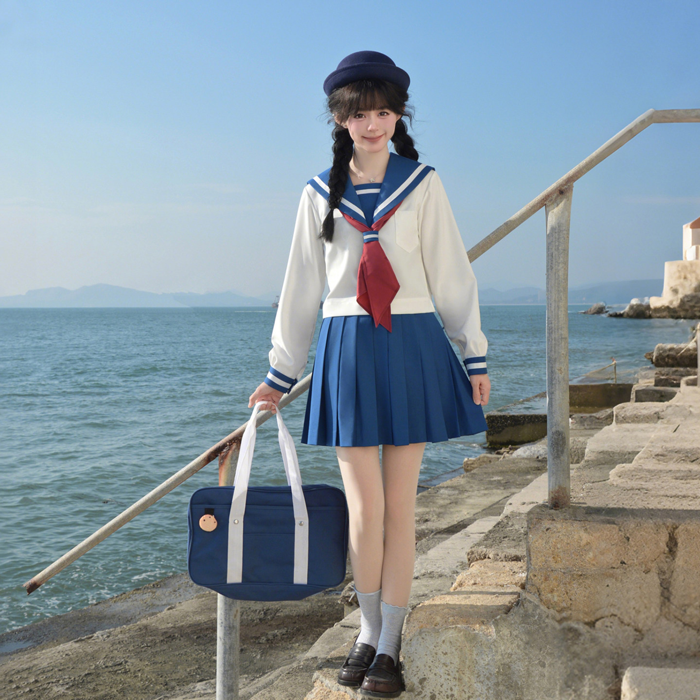樱花家族动漫感jk制服【粗白一本】校供感水手服长袖中间冬服套装