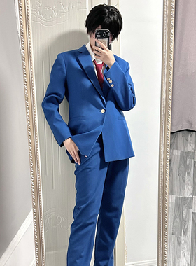 樱花家族收腰一粒扣西服花绀黑色漫画感jk制服DK外套西裤套装男女