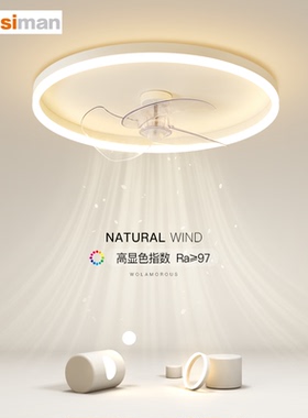 风扇灯创意led吸顶灯简约现代卧室灯圆形客厅灯餐厅书房房间灯具