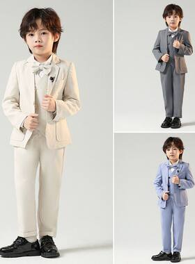 男童西装礼服秋冬季新款英伦纯色小西服男童钢琴主持活动演出套装