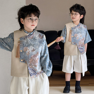 男童汉服马甲国风新中式儿童唐装套装夏季男孩生日礼服新款童装