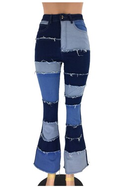 2020 flow fashion spell of tall waist hip horn cowboy pants