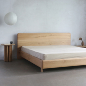 朴室现代侘寂风简约北欧日式 原木实木床法国白橡木双人床主卧床