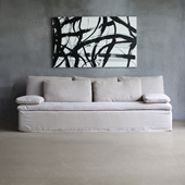 朴室侘寂风北欧日式 blasco壹集家具可拆洗亚麻布艺直排沙发