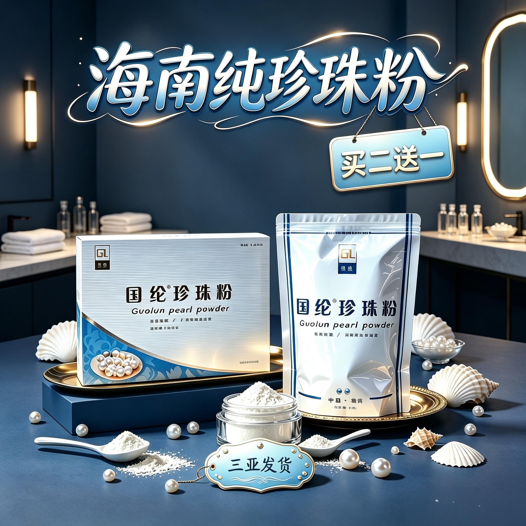海南纯珍珠粉涂抹粉面膜粉质细腻