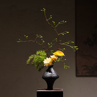 新中式 饰 陶瓷花瓶摆件宋代禅意插花家居玄关桌面高级感民宿酒店装