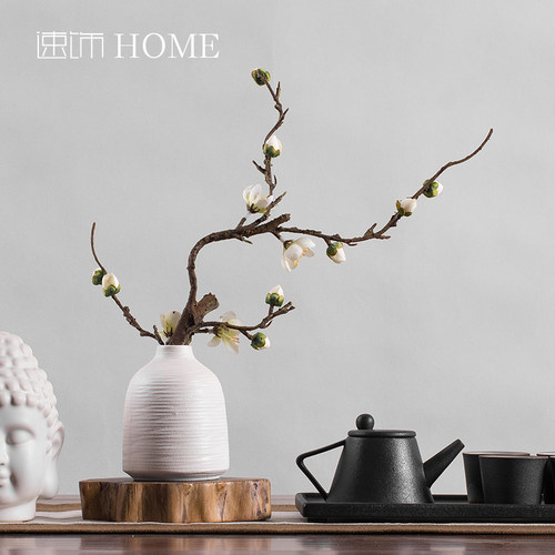客厅插花梅花仿真花花卉+花瓶