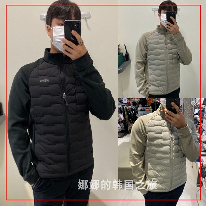 NEPA 韩国代购直邮22冬男户外立领拼接轻质短款鹅绒羽绒服7I72023