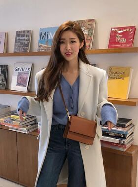 18冬韩国正品代购车静媛郑秀妍同款设计师品牌HOZE牛皮手提单肩包