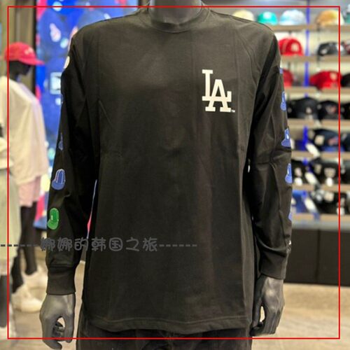 韩国代购MLB 男女款潮流LA休闲圆领印花透气长袖T恤卫衣13338683