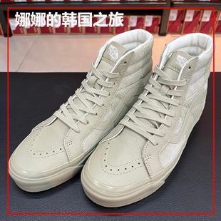 韩国代购 38DX皮面拼接男女高帮板鞋 VN0A54FBYKD Vans范斯Sk8