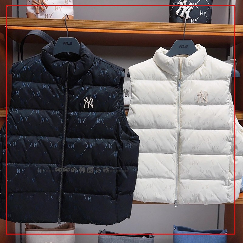 韩国代购MLB 羽绒马甲男女保暖时尚老花休闲外套背心3ADVM0246