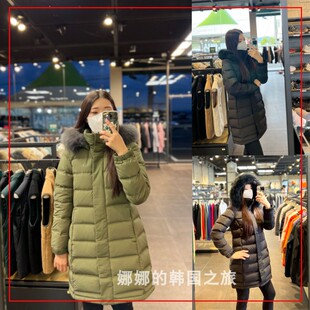 NEPA 韩国代购直邮 22冬女款户外中长连帽毛领鹅绒羽绒服7I82054