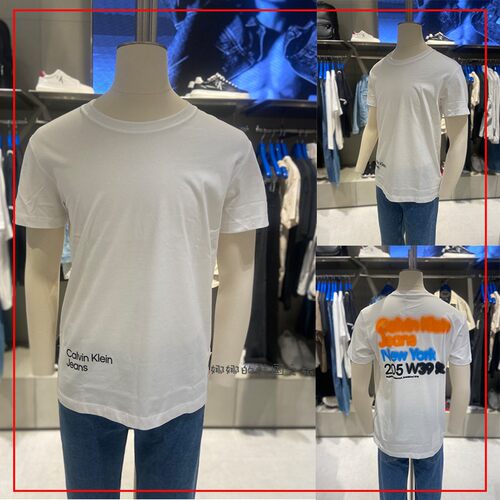 韩国直邮CK Jeans凯文克莱23夏男圆领后背涂鸦印花休闲T恤J323314