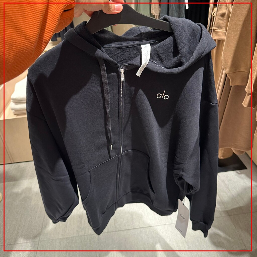 韩国代购ALO 男女ACCOLADE FULL ZIP HOODIE时尚宽松连帽卫衣外套