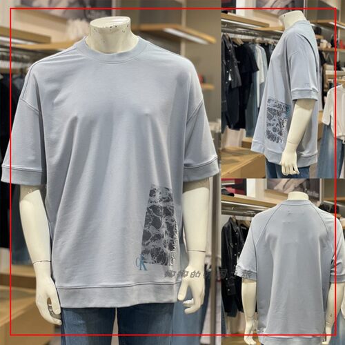 CK JEANS 韩国代购直邮 22夏男士圆领印花休闲宽松短袖T恤J400177