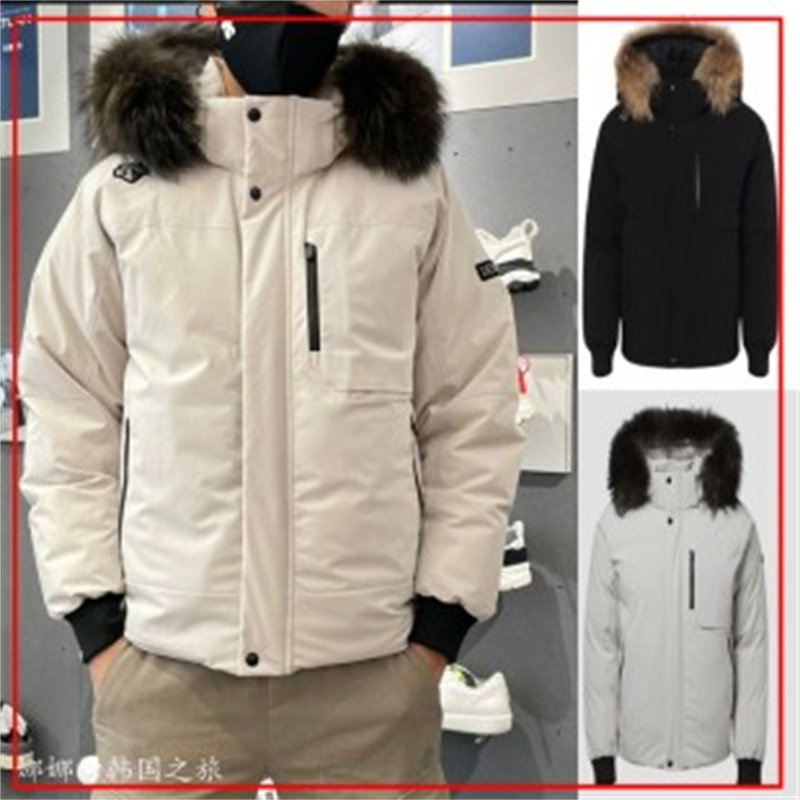 韩国代购男女浣熊毛领连帽短款滑雪厚羽绒服SM423SDJO6