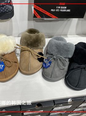 韩国直邮代购 otz 秋冬新款加绒保暖蝴蝶结丑萌鞋雪地靴半拖棉鞋