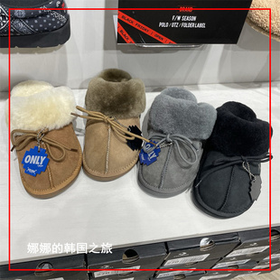 韩国直邮代购 otz 秋冬新款加绒保暖蝴蝶结丑萌鞋雪地靴半拖棉鞋