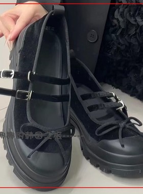 韩国代购macmoc Lilian 玛丽珍鞋增高厚底 3.5cm 百搭 蝴蝶结扣带