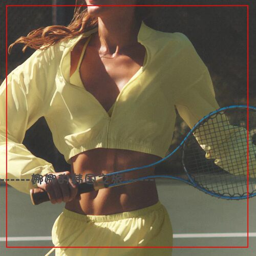 韩国代购Alo Breezy修身高腰短款轻薄全拉链罩衫外套运动网球上衣