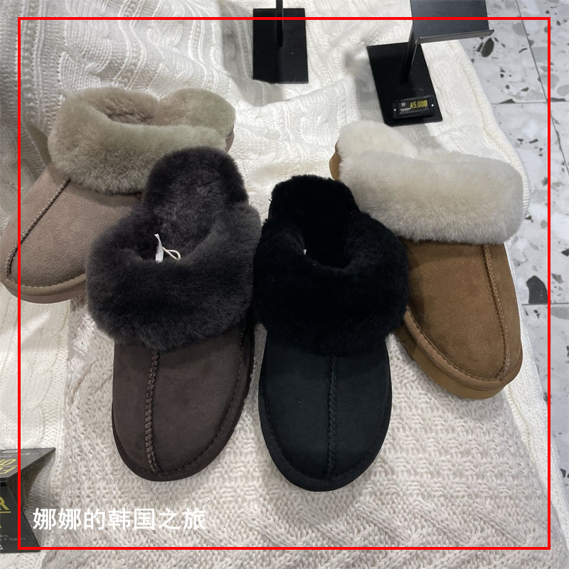 新款加绒低帮半拖棉鞋棉拖懒人
