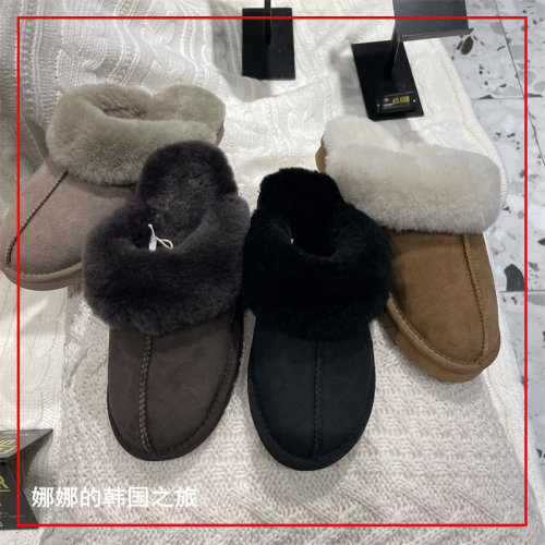 新款加绒低帮半拖棉鞋棉拖懒人