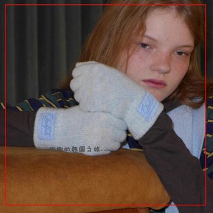 韩国代购rockfish 冬季少女复古简约短款手套 羊毛混纺保暖舒适