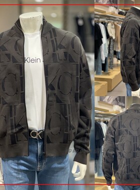 CK JEANS 韩国代购直邮22秋男士立领LOGO拉链休闲针织外套J321580